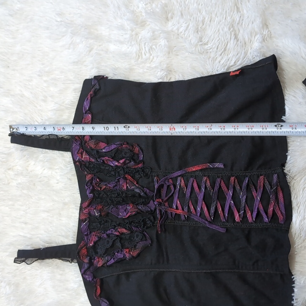 Y2K Vintage Tripp NYC 2 Piece Lace Up Corset & Garter Skirt Plaid Set XL/XXL - Picture 14 of 16